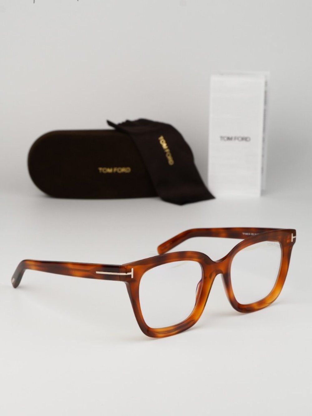 Tom Ford Women Eyeglasses Blonde Havana Square FT5880-B 053 NEW AUTHENTIC